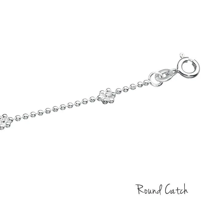Silver Anklet with Flower and Heart Design