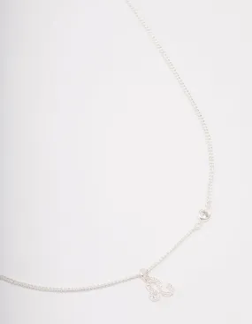 Silver Plated Leo Necklace With Cubic Zirconia Pendant