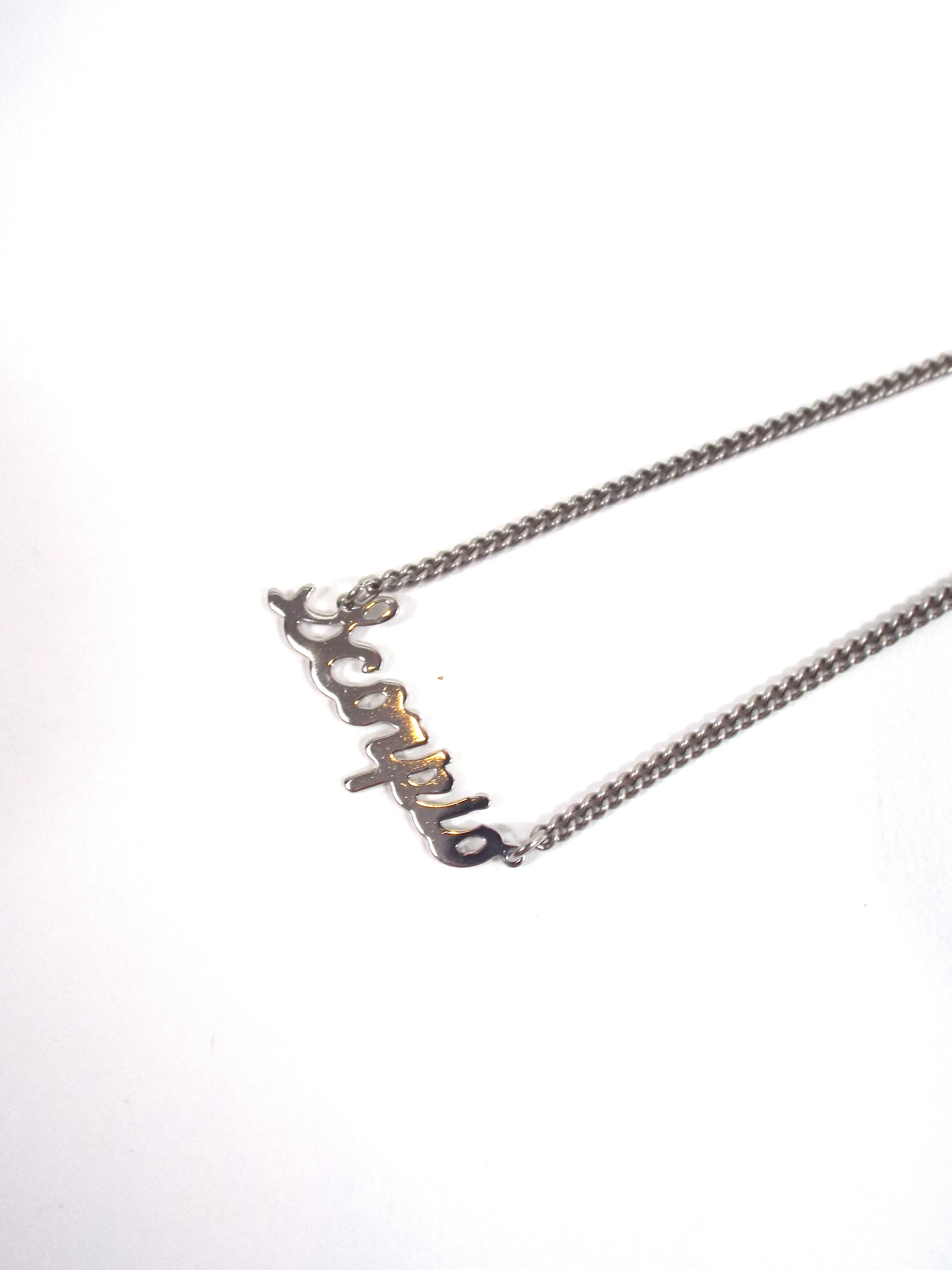 Silver Tone Cursive Zodiac Nameplate Necklace - All Signs Available!