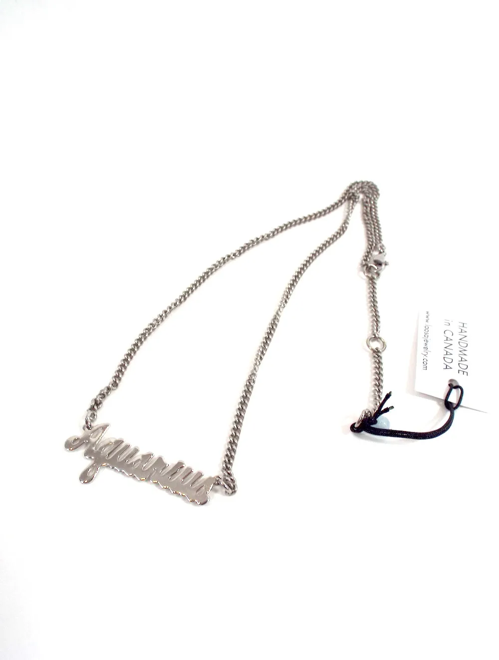 Silver Tone Cursive Zodiac Nameplate Necklace - All Signs Available!
