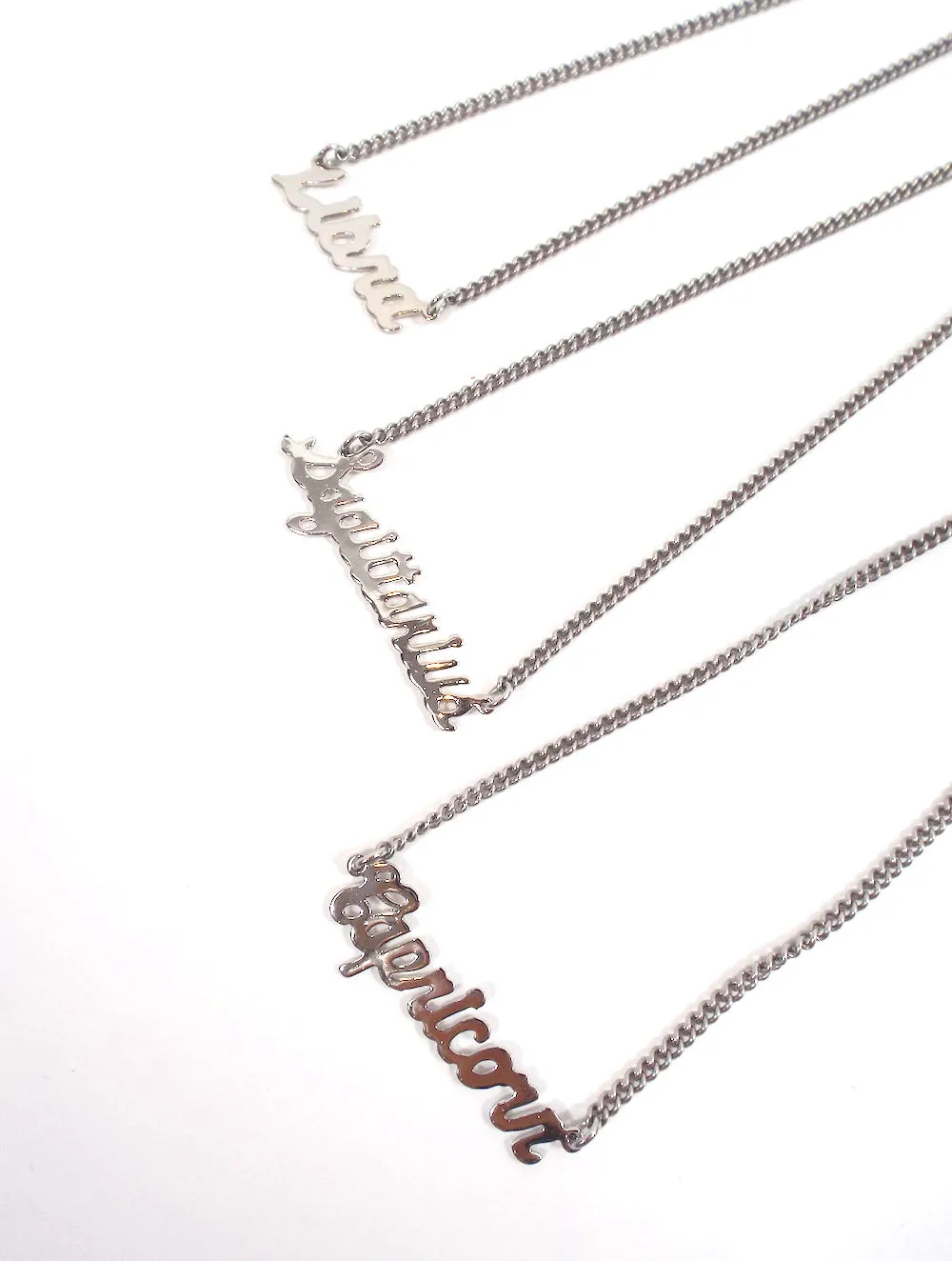 Silver Tone Cursive Zodiac Nameplate Necklace - All Signs Available!