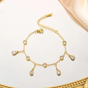 Small Anklet Drop Bezel Round White Bracelet JLTB0559