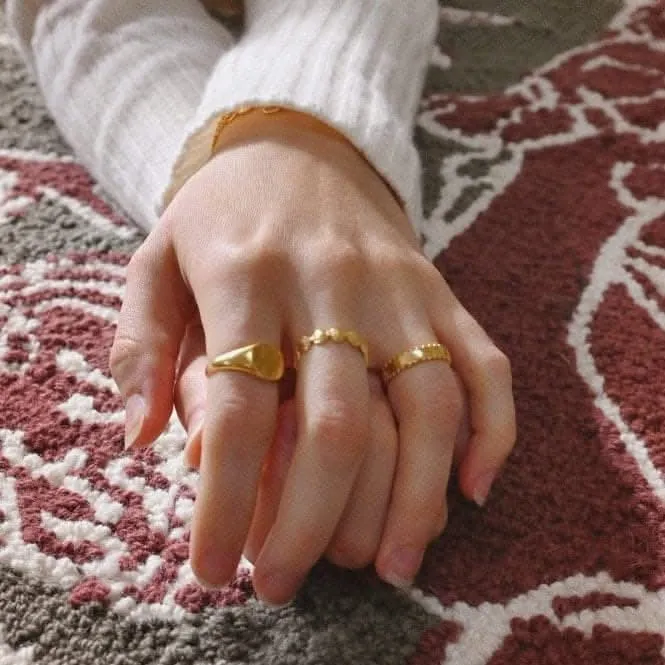 Stacked Beaded Band 18ct Gold Plated Ring SRB9006_GP