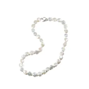 Sterling Silver Coin Pearl Strand Necklace