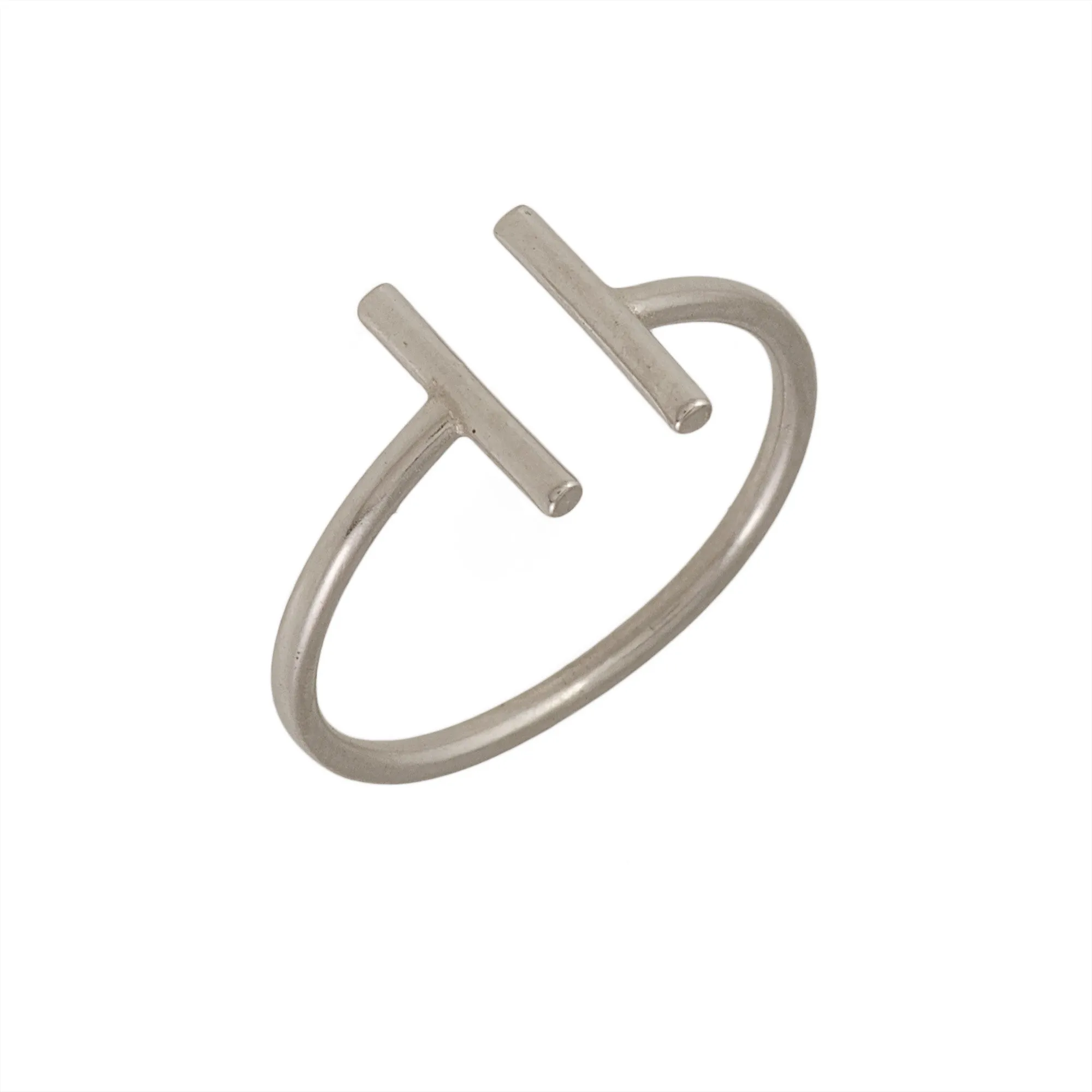 Sterling silver ring double bar ring open bar ring
