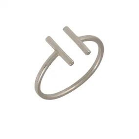 Sterling silver ring double bar ring open bar ring