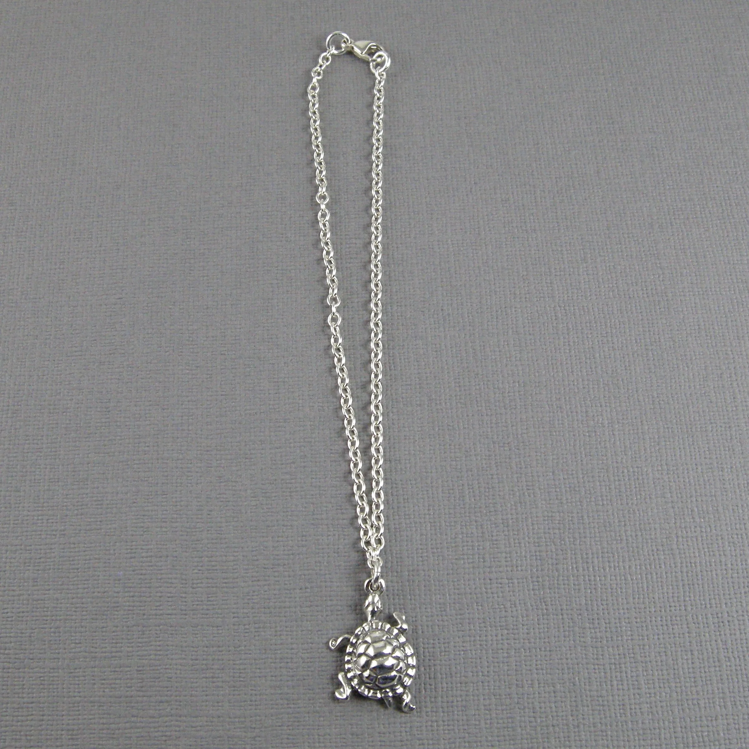 Sterling Silver Turtle Anklet, Sterling Silver Chain Anklet, Turtle Ankle Bracelet