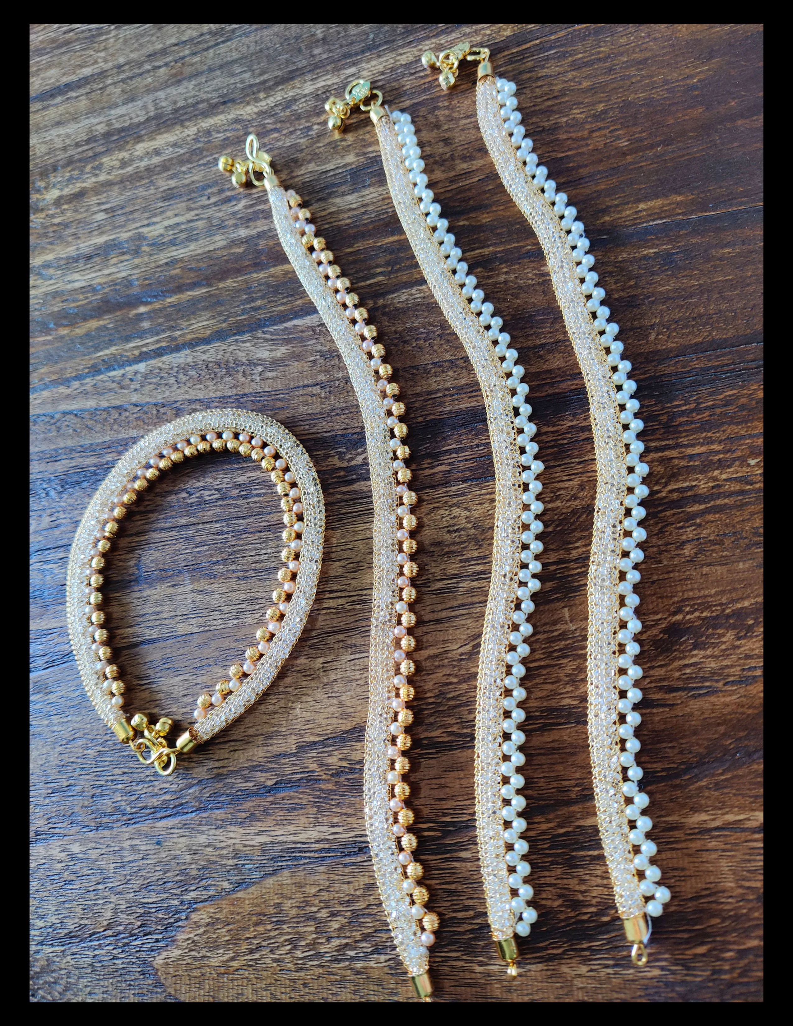 Stone Mesh Light Anklets