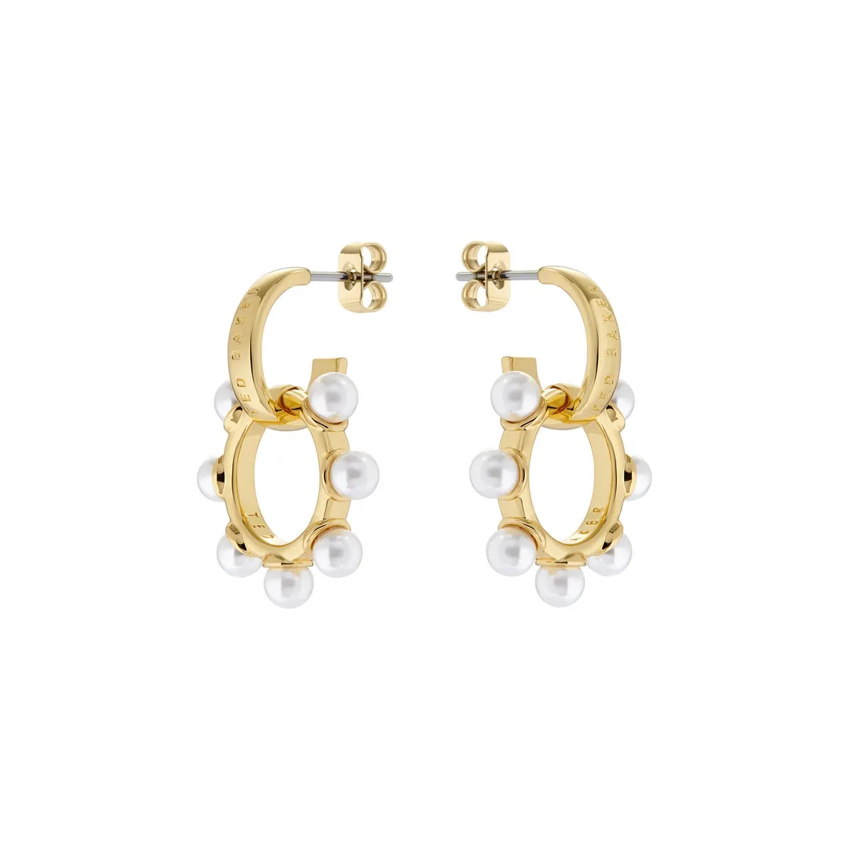 ted baker petunaa: pearl bubble hoop charm gold tone earring