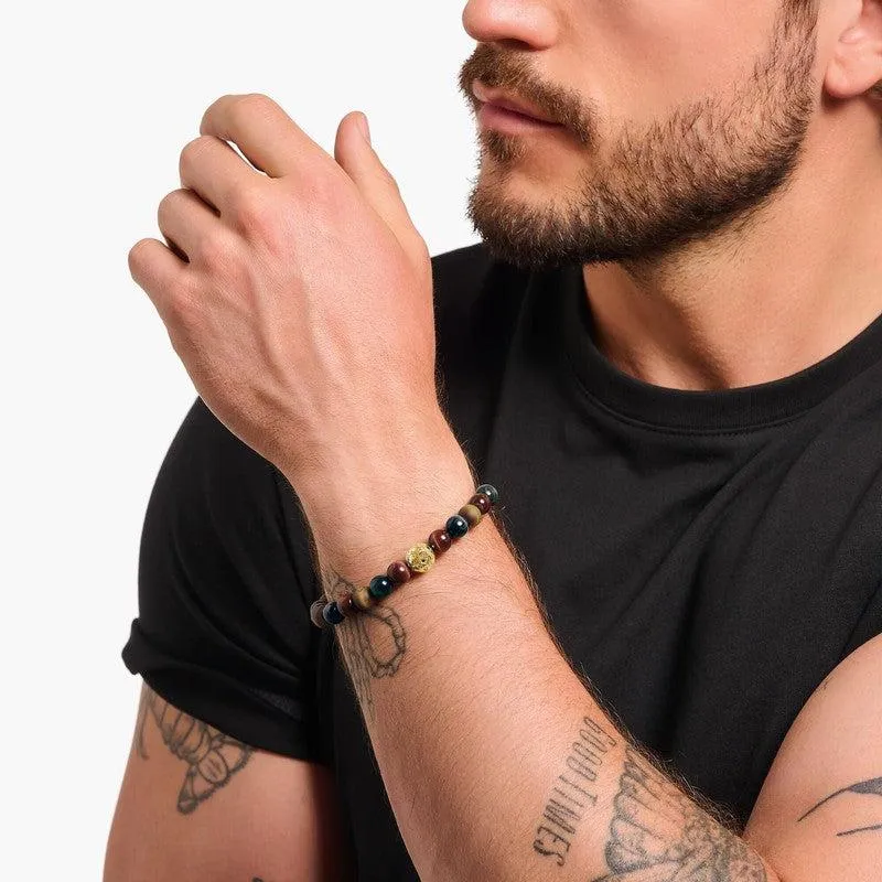 Thomas Sabo Gold-plated Bracelet - Blue Gold and Red Tiger's Eye