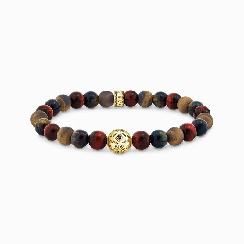 Thomas Sabo Gold-plated Bracelet - Blue Gold and Red Tiger's Eye