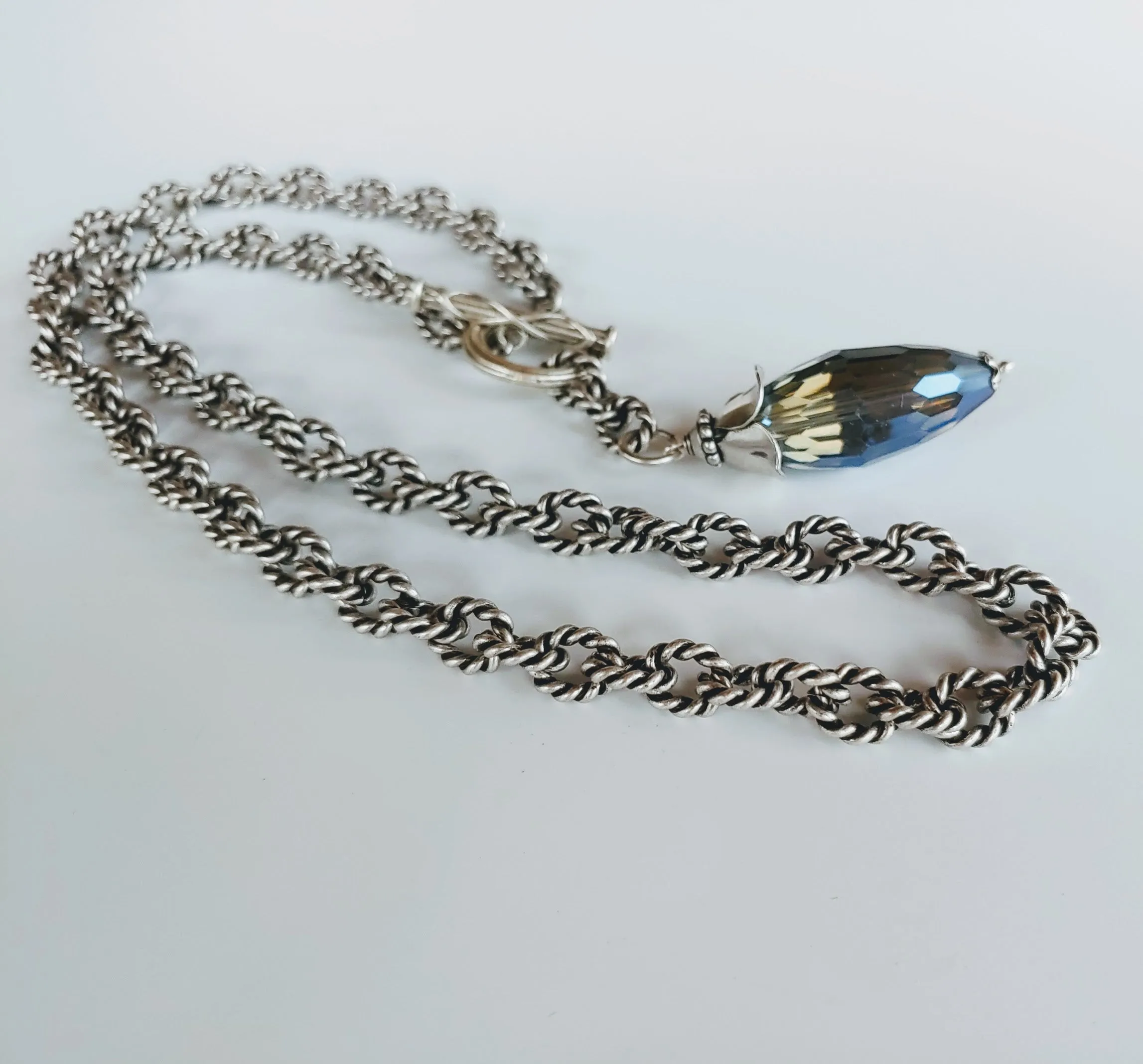 Thunder Crystal With Blue Or Silver Flash Necklace