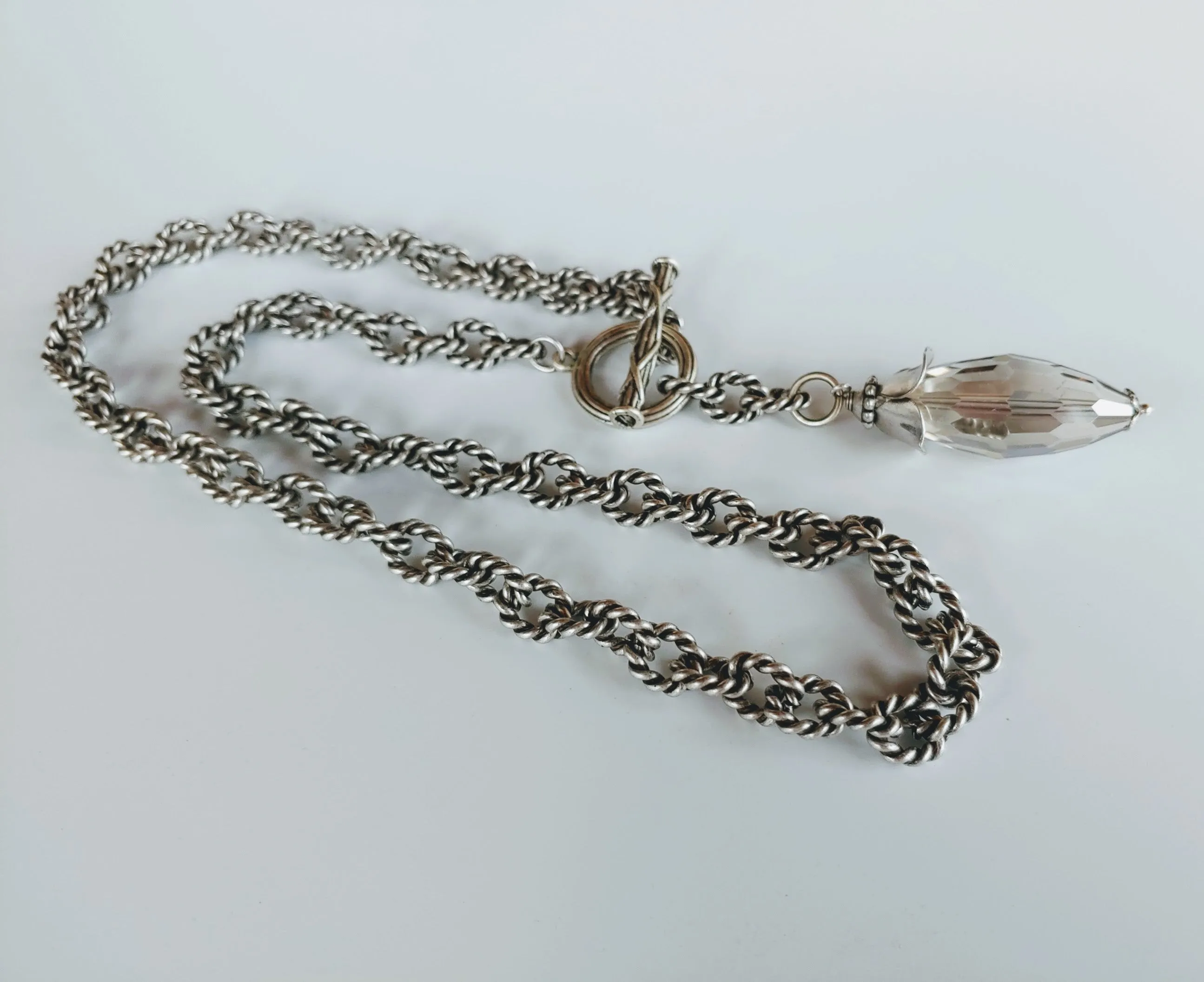 Thunder Crystal With Blue Or Silver Flash Necklace