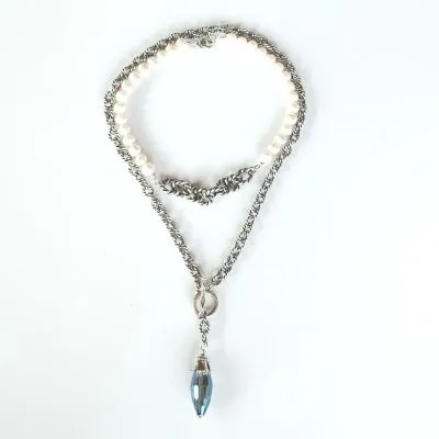 Thunder Crystal With Blue Or Silver Flash Necklace
