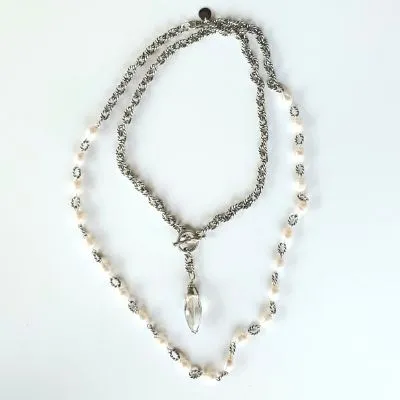Thunder Crystal With Blue Or Silver Flash Necklace
