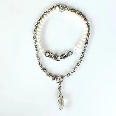 Thunder Crystal With Blue Or Silver Flash Necklace
