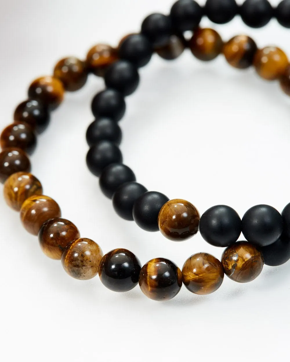 Tiger’s Eye & Volcanic Rock Beaded Bracelet Set