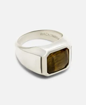 Tiger's Eye Signet Ring (Type-4) (Silver)