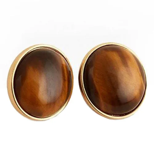 Tiger's Eye Stud Earrings