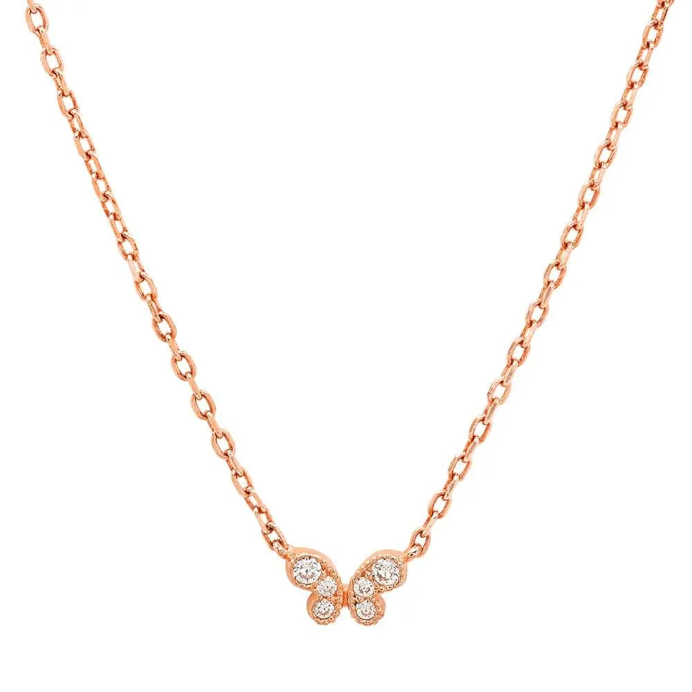 TINY BUTTERFLY NECKLACE, ROSE GOLD