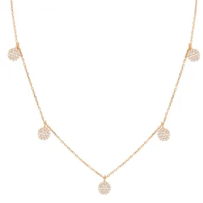 TINY DISC DANGLE NECKLACE, ROSE GOLD