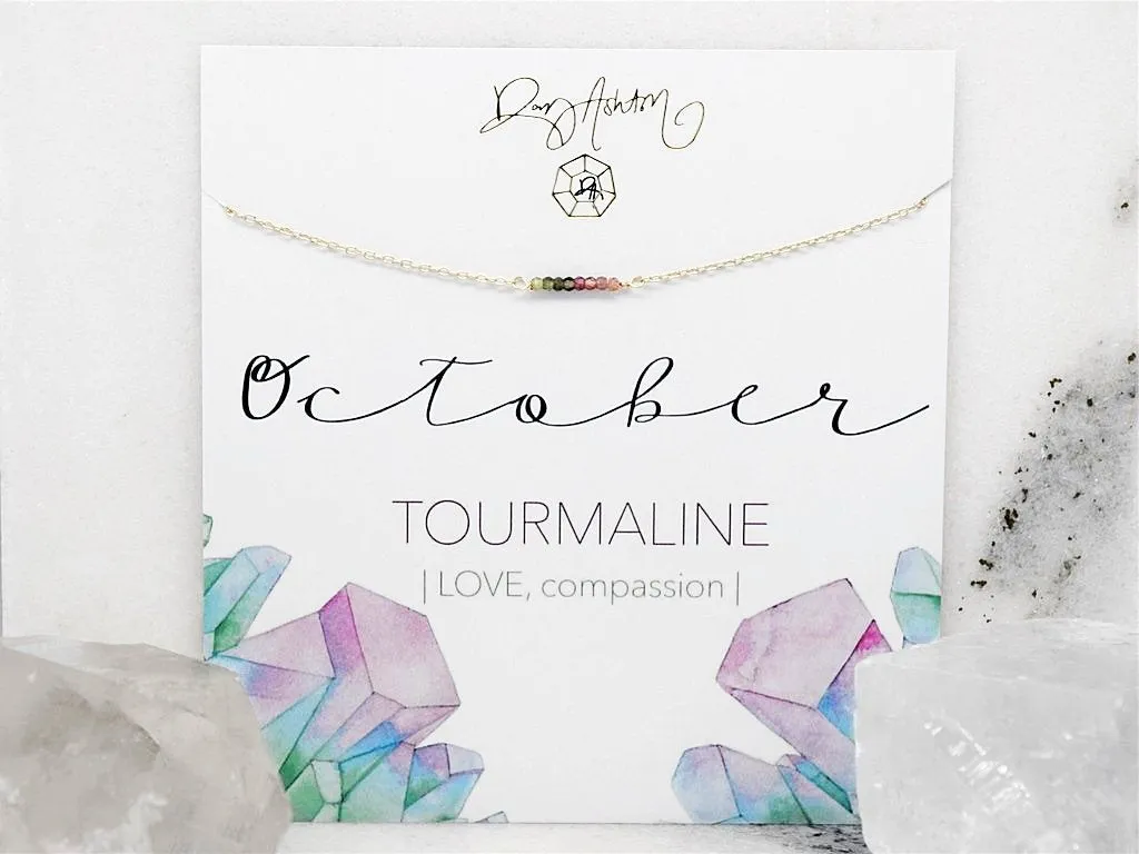 Tourmaline Bar Necklace - October