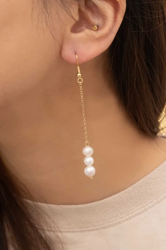 Triplet Pearl Drop Earrings