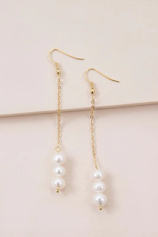 Triplet Pearl Drop Earrings