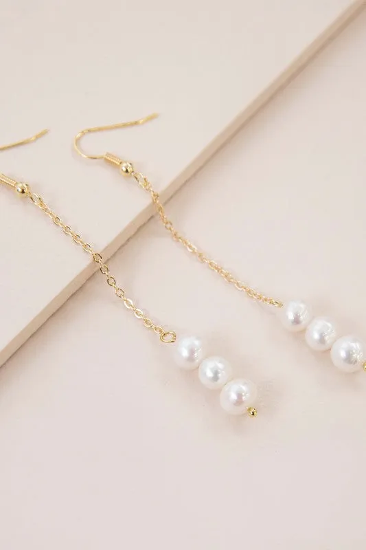 Triplet Pearl Drop Earrings