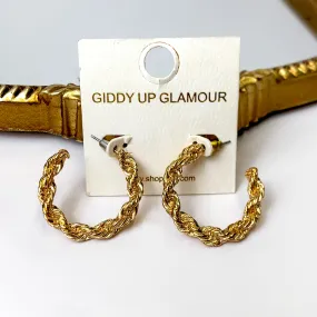 Twisted Rope Chain Hoops in Gold
