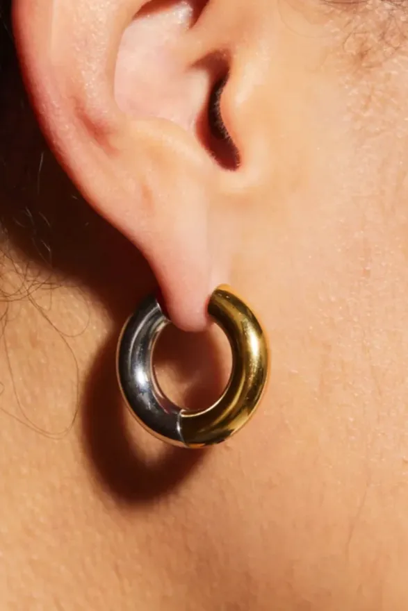 Two Tone Hoop Earring - Large