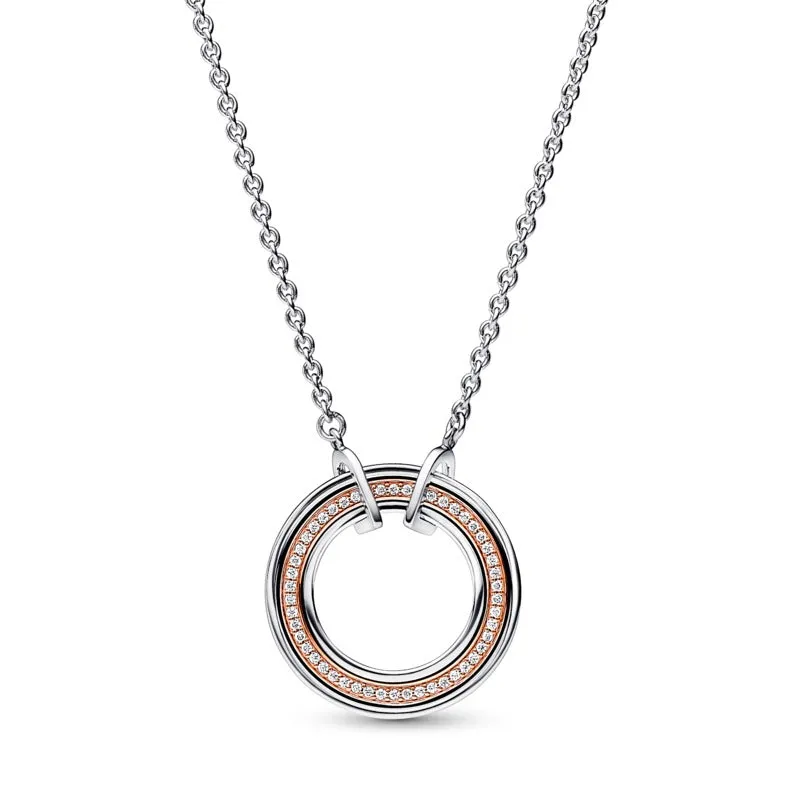 Two Tone Two tone Round & Pavé Necklace