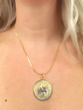 Vintage 70s Faux Gold Zodiac Sign Pendant Necklace - Many signs available!