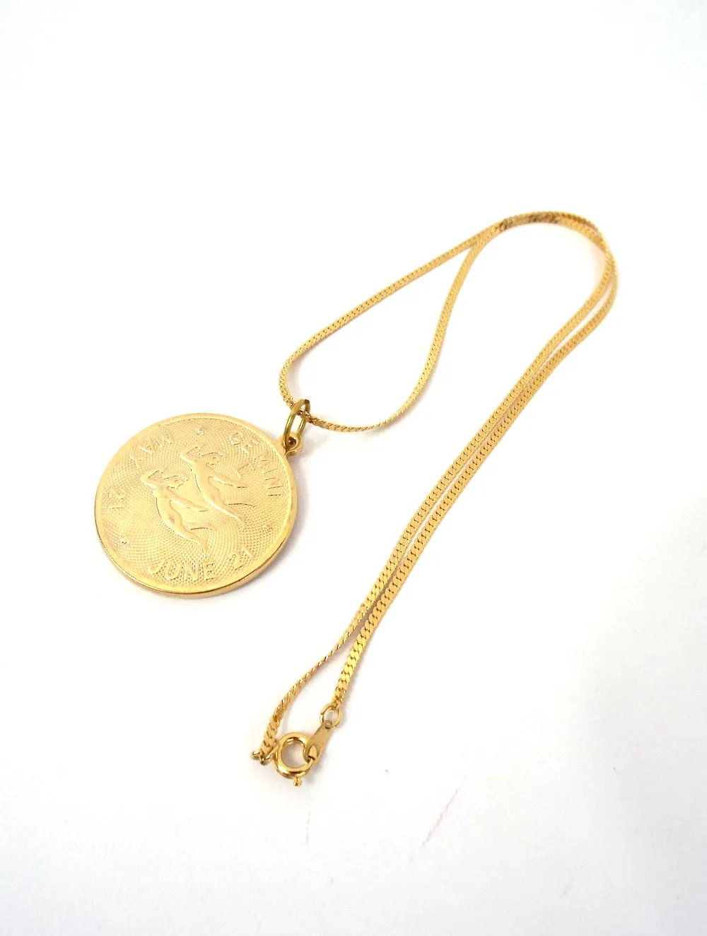 Vintage 70s Faux Gold Zodiac Sign Pendant Necklace - Many signs available!