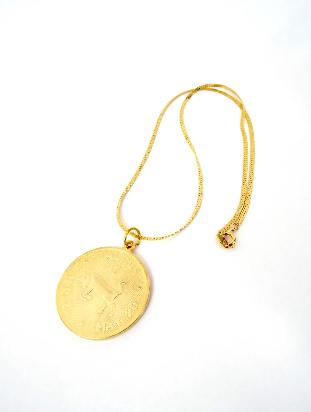 Vintage 70s Faux Gold Zodiac Sign Pendant Necklace - Many signs available!