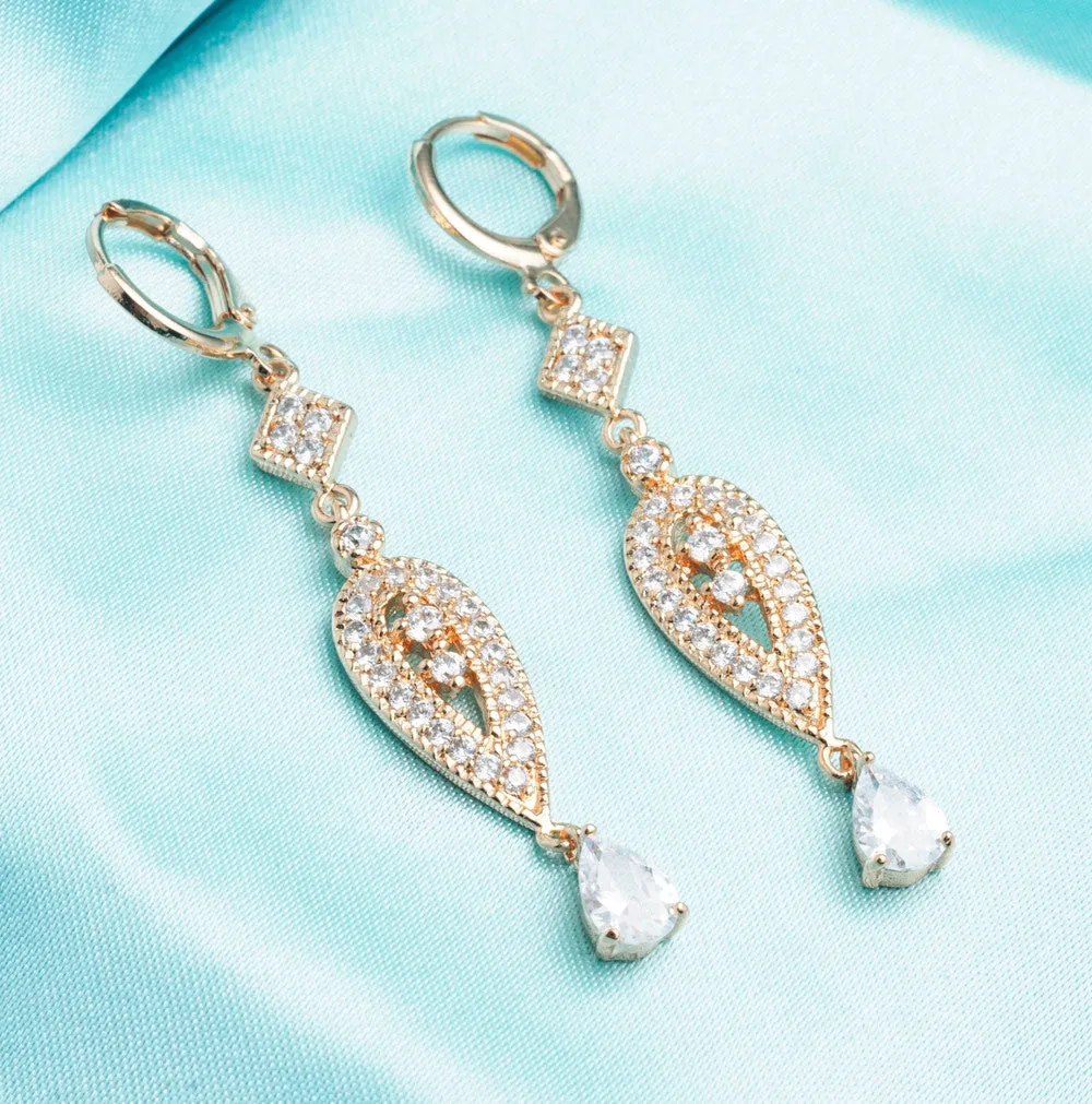 Vintage Eardrop Earrings for Women Zircons Crystal Long Earring Fashion jewelry Gifts