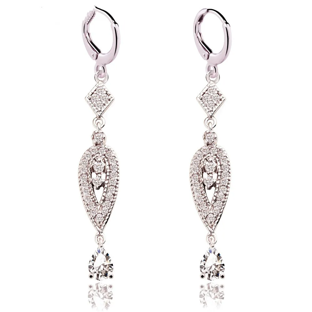 Vintage Eardrop Earrings for Women Zircons Crystal Long Earring Fashion jewelry Gifts