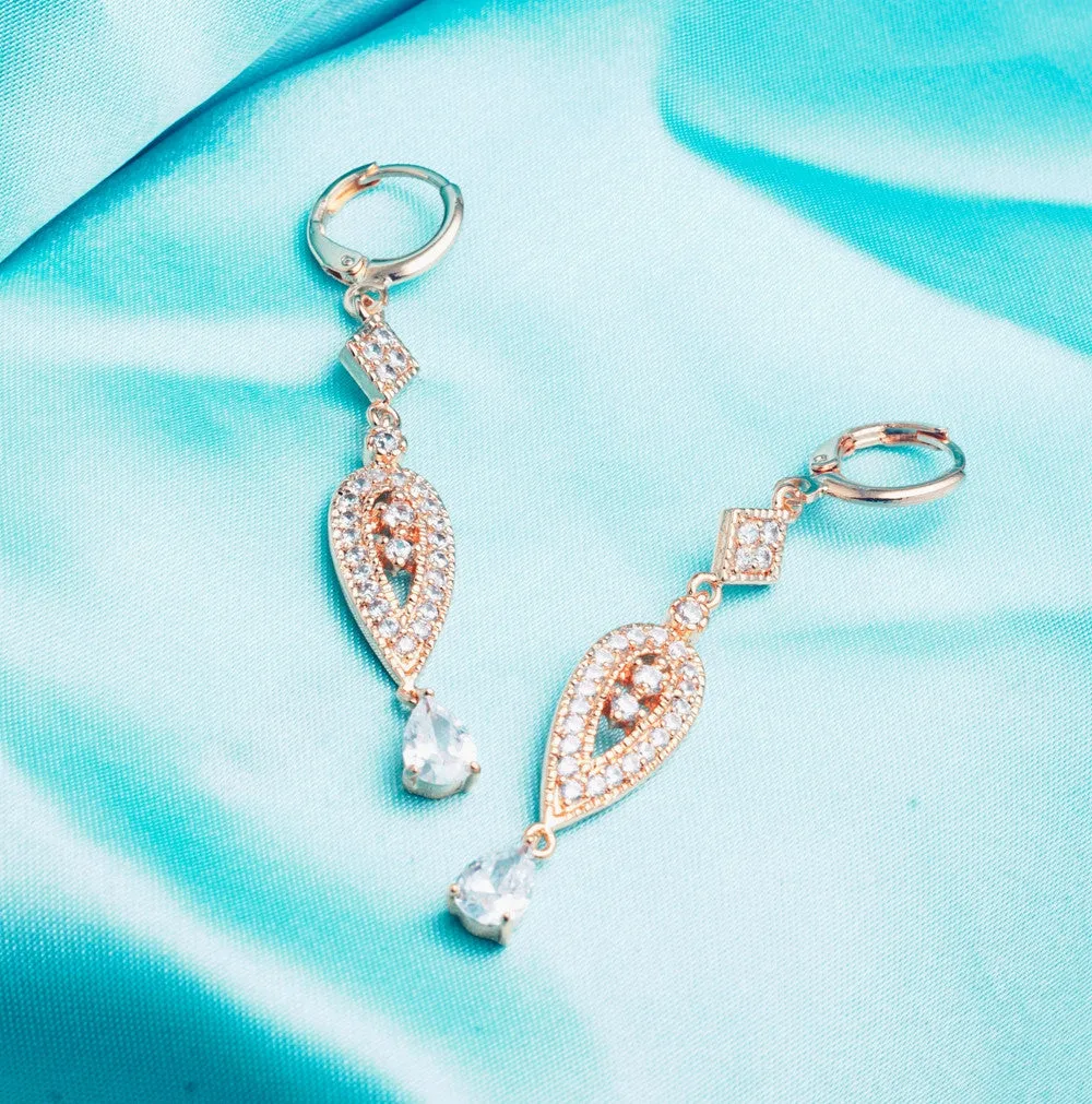 Vintage Eardrop Earrings for Women Zircons Crystal Long Earring Fashion jewelry Gifts