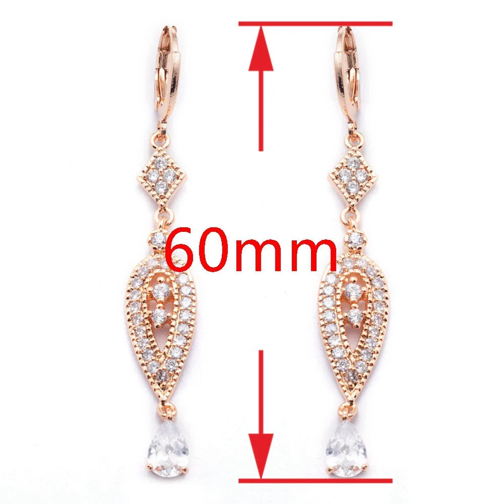 Vintage Eardrop Earrings for Women Zircons Crystal Long Earring Fashion jewelry Gifts