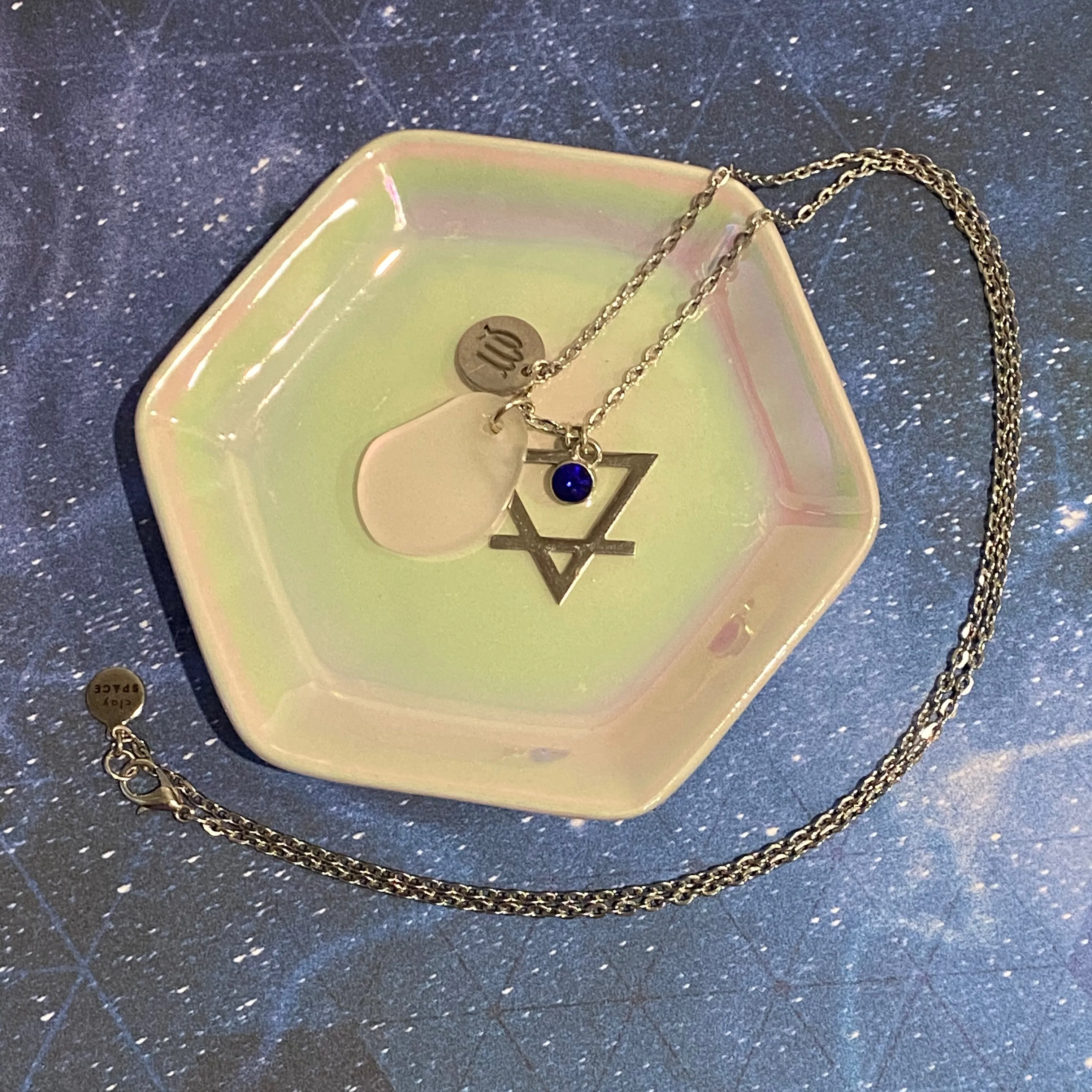 Virgo Constellation Necklace with White Sea Glass, Custom Birthstone, and Earth Element