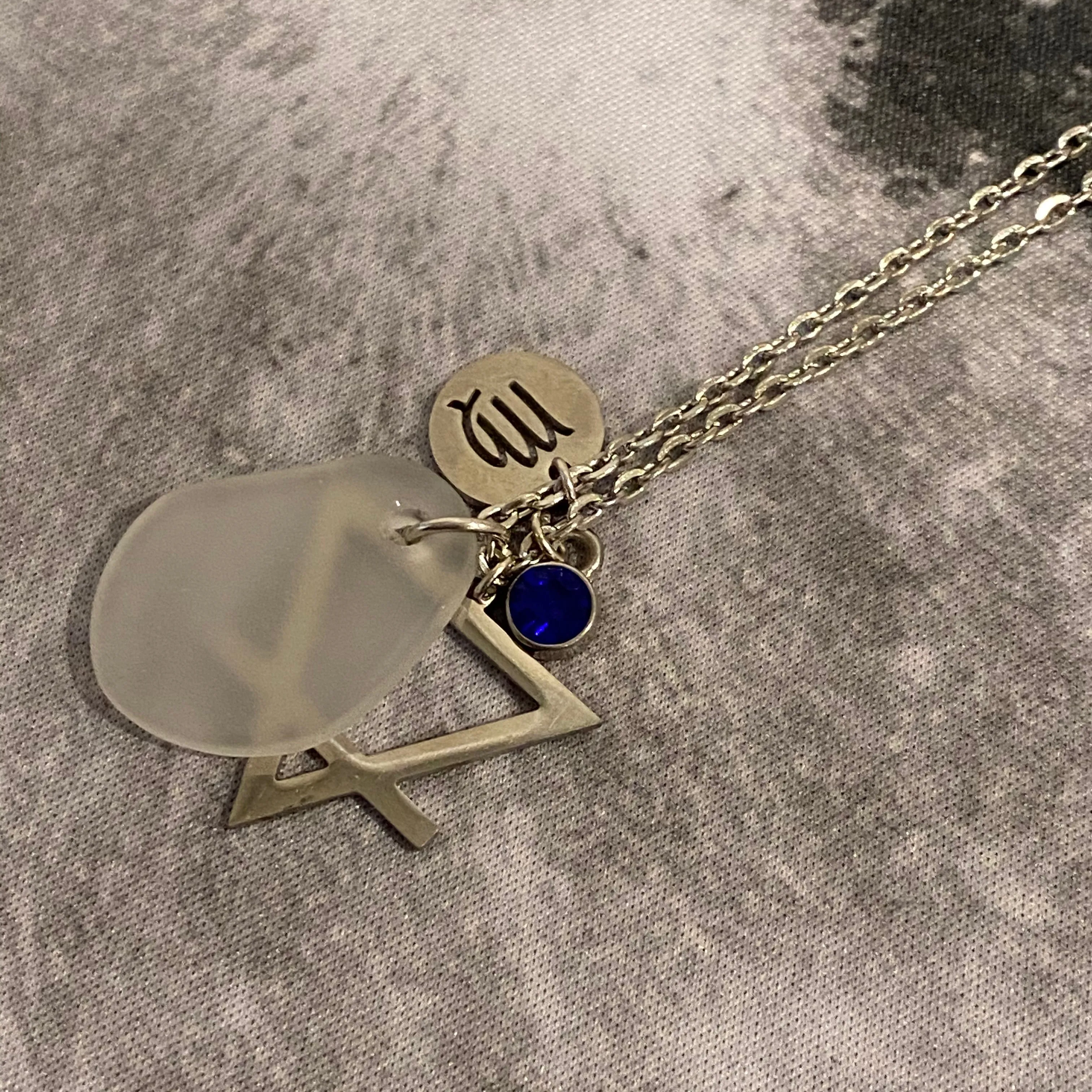 Virgo Constellation Necklace with White Sea Glass, Custom Birthstone, and Earth Element
