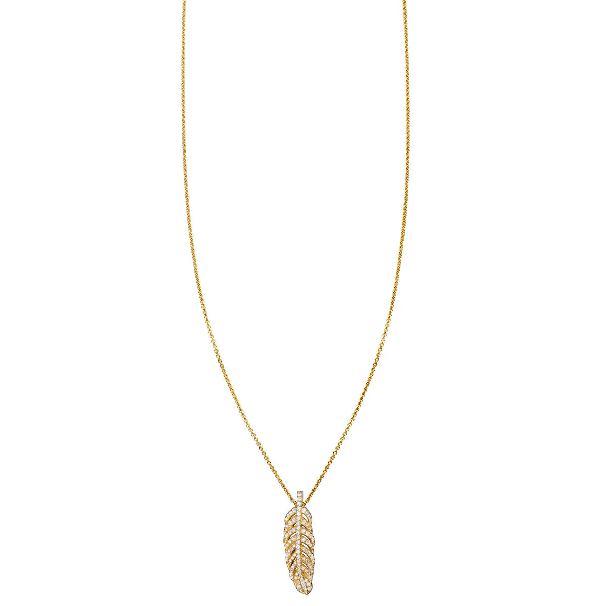 White Diamond Feather Necklace