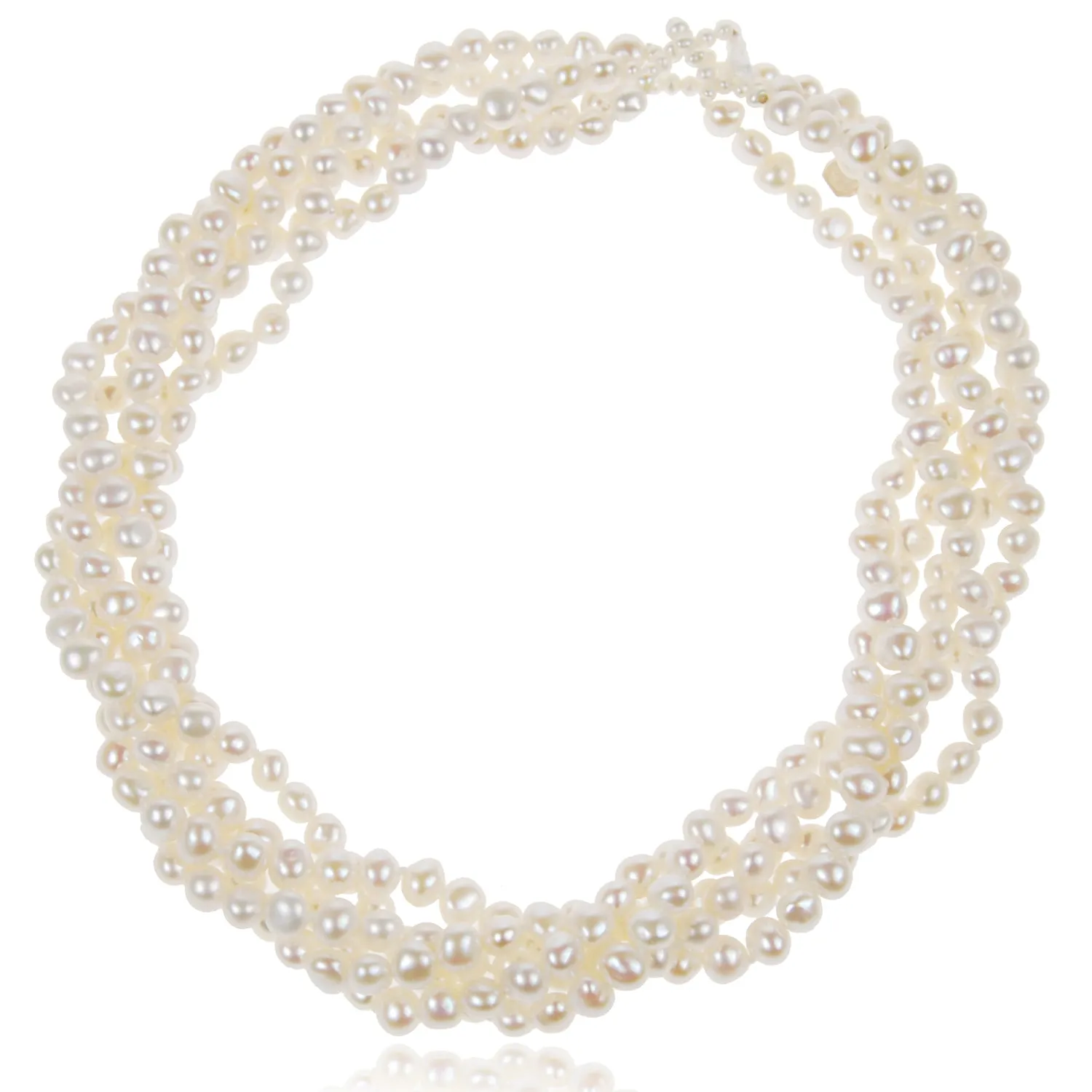 White Freshwater Pearl 5 Strand Necklace