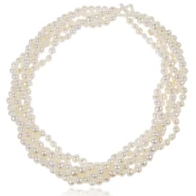 White Freshwater Pearl 5 Strand Necklace