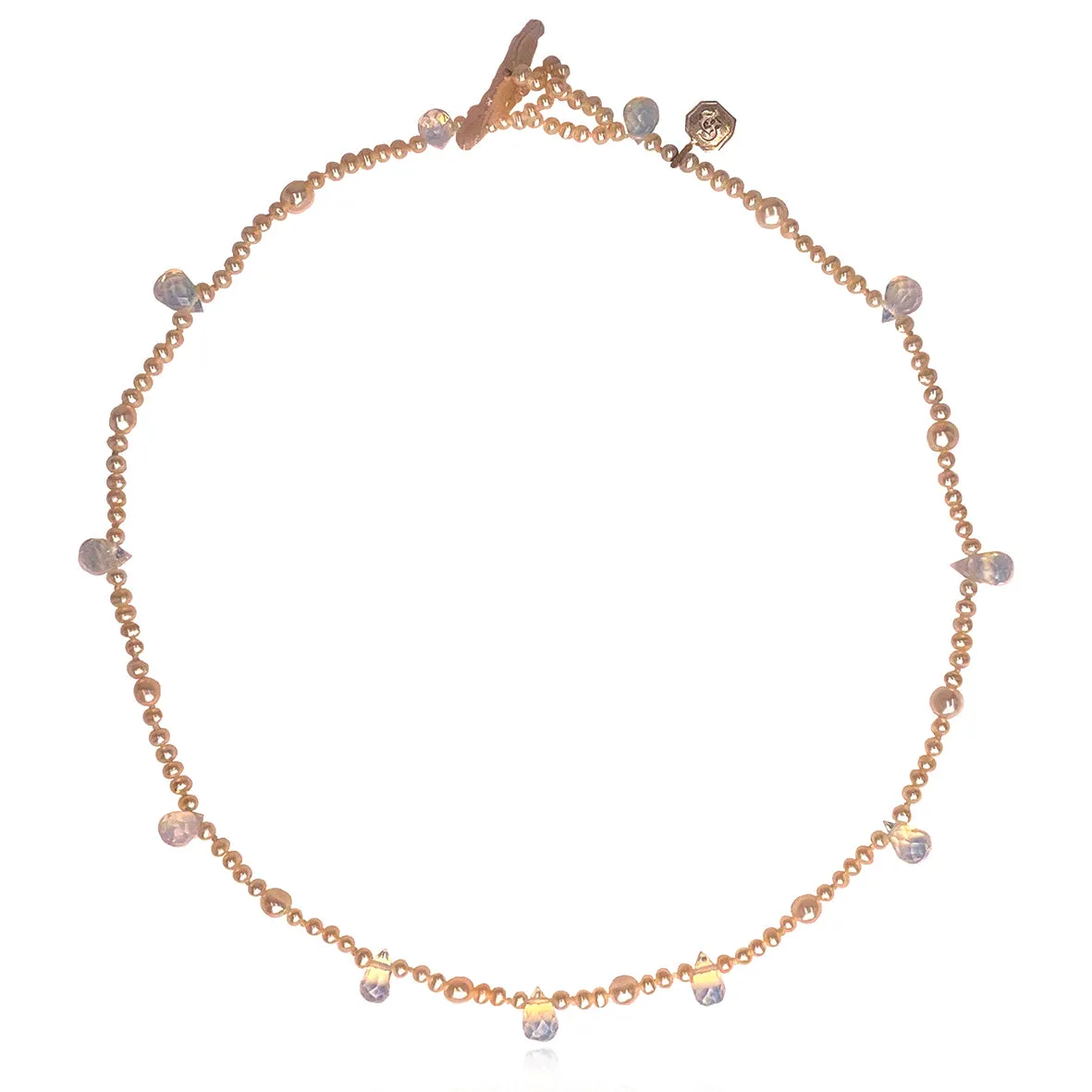 White Freshwater Pearl & Opaline 'Tsarina' Single Strand Necklace