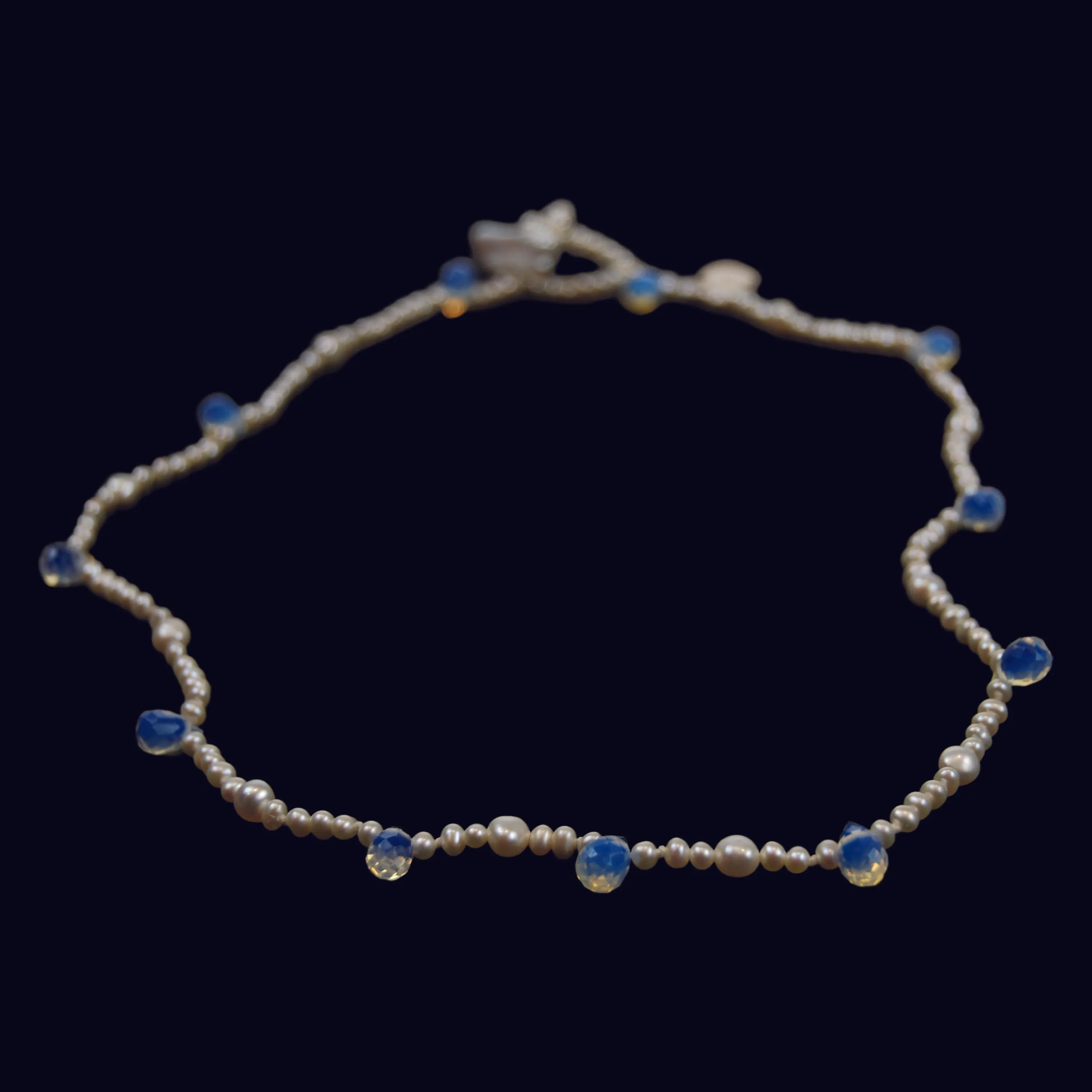 White Freshwater Pearl & Opaline 'Tsarina' Single Strand Necklace