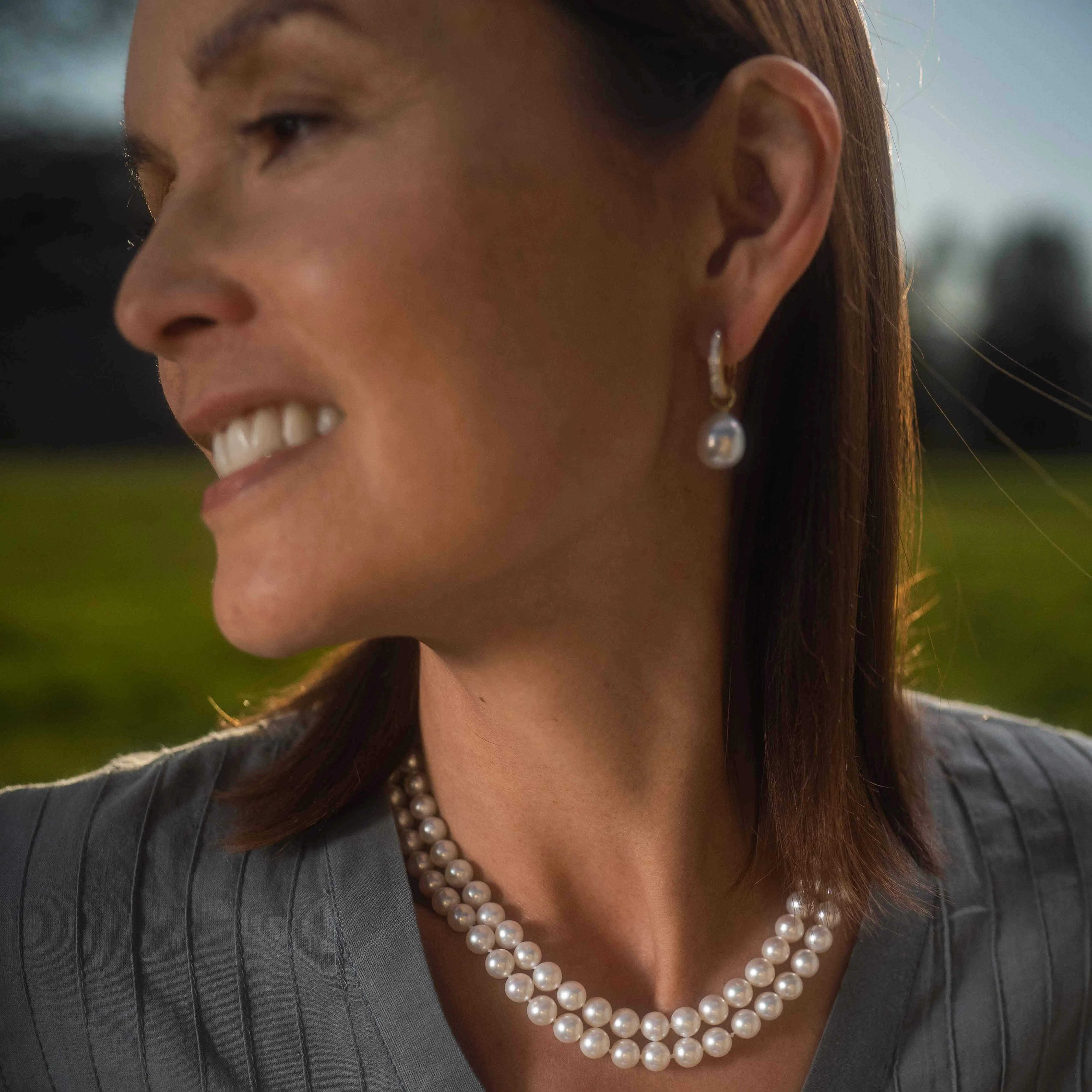 White Freshwater Pearl Double Strand 'Classic' Pearl Necklace