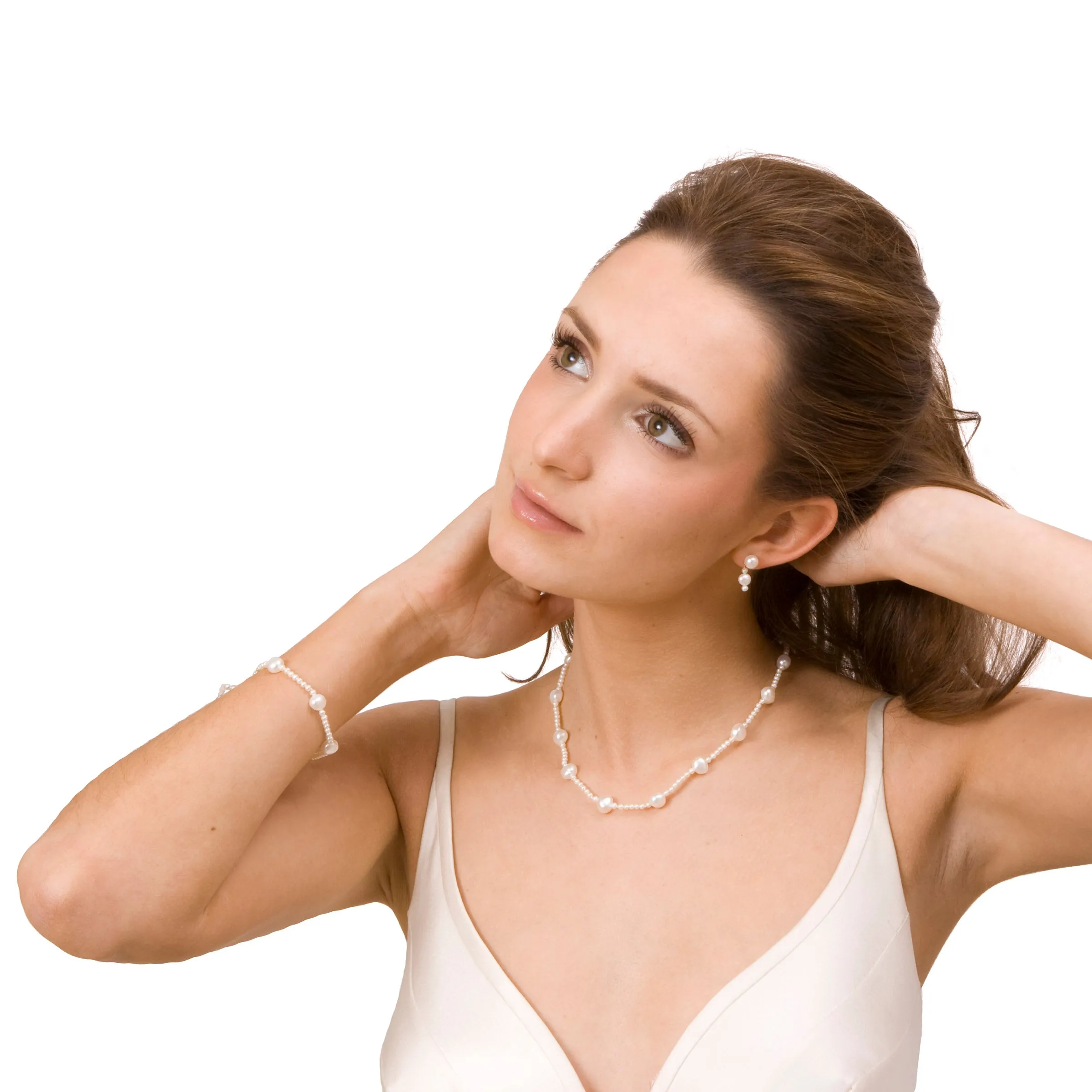 White Freshwater Pearl (Mixed-Size) Single Strand Necklace